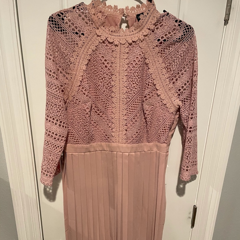 Little Mistress Lace Detail Midaxi Dress in Blush